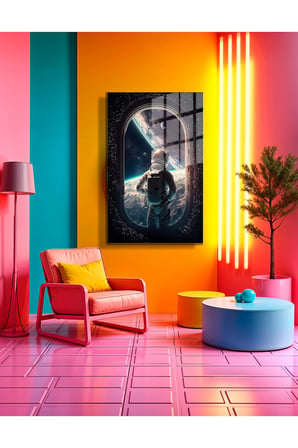 Space/Uzay Yapay Zeka Özel Tasarım Cam Tablo Ofis, Mutfak Çocuk Odası, Salon 104