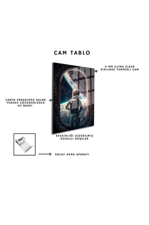Space/Uzay Yapay Zeka Özel Tasarım Cam Tablo Ofis, Mutfak Çocuk Odası, Salon 104
