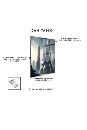 Space/Uzay Yapay Zeka Özel Tasarım Cam Tablo Ofis, Mutfak Çocuk Odası, Salon 227