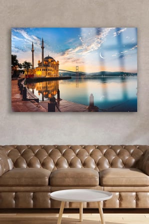 HARİKA İSTANBUL MANZARASI YATAY KIRILMAZ LÜKS CAM TABLO ULTRA YÜKSEK ÇÖZÜNÜRLÜKLÜ EV HEDİYESİ