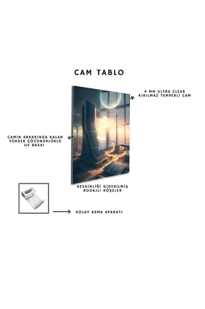 Space/Uzay Yapay Zeka Özel Tasarım Cam Tablo Ofis, Mutfak Çocuk Odası, Salon 188