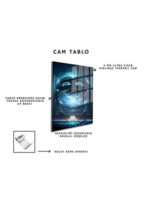 Space/Uzay Yapay Zeka Özel Tasarım Cam Tablo Ofis, Mutfak Çocuk Odası, Salon 101
