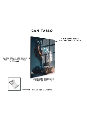 Space/Uzay Yapay Zeka Özel Tasarım Cam Tablo Ofis, Mutfak Çocuk Odası, Salon 222