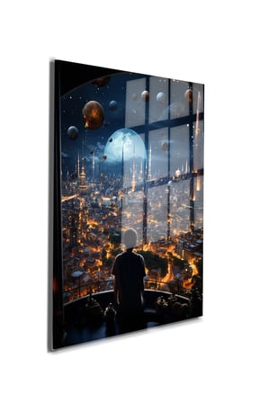 Space/Uzay Yapay Zeka Özel Tasarım Cam Tablo Ofis, Mutfak Çocuk Odası, Salon 144