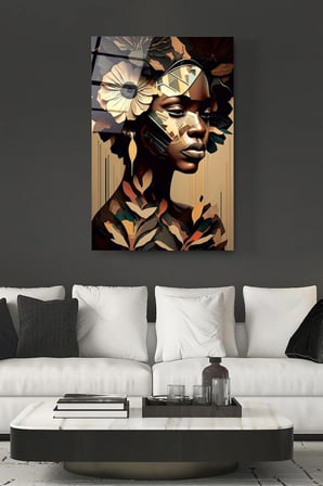 Afrikalı Kadın Cam Tablo, Dekoratif Cam Tablo