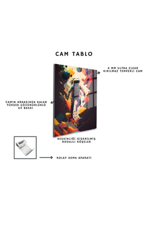 Space/Uzay Yapay Zeka Özel Tasarım Cam Tablo Ofis, Mutfak Çocuk Odası, Salon 78