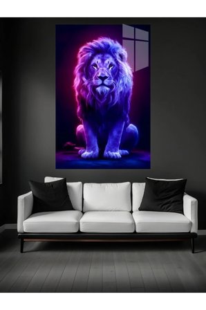 Neon Aslan Cam Tablo Ev Dekorasyon,balkon Dekorasyonu,dekoratif,duvar Tablo,mutfak Tablo