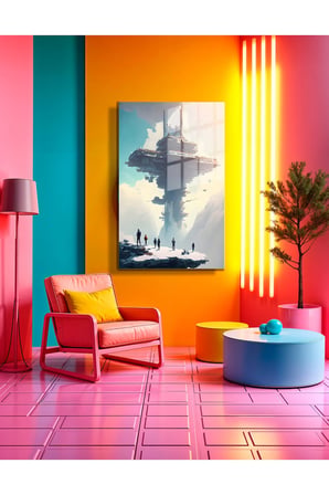 Space/Uzay Yapay Zeka Özel Tasarım Cam Tablo Ofis, Mutfak Çocuk Odası, Salon 158