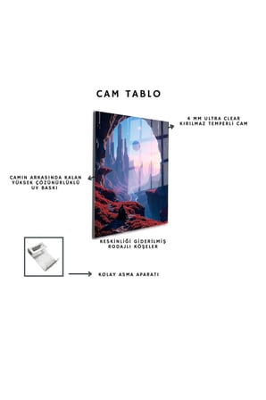 Space/Uzay Yapay Zeka Özel Tasarım Cam Tablo Ofis, Mutfak Çocuk Odası, Salon 22
