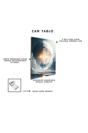 Space/Uzay Yapay Zeka Özel Tasarım Cam Tablo Ofis, Mutfak Çocuk Odası, Salon 66