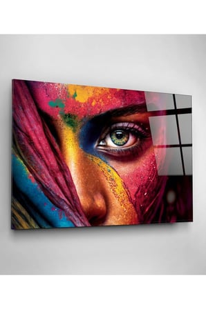 Colorful Woman Cam Tablo, Dekoratif Cam Tablo