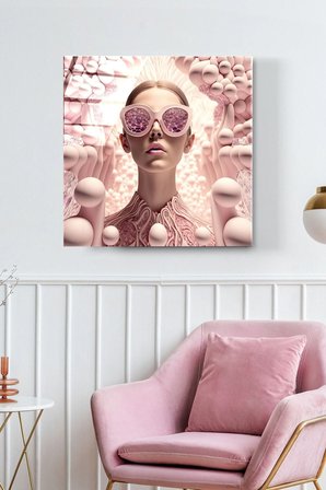 Fashion Girl Cam Tablo, Dekoratif Cam Tablo