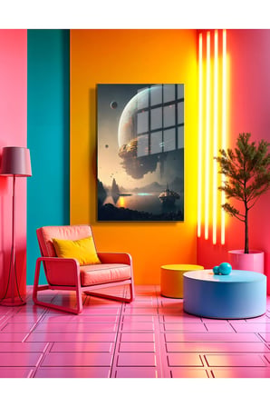 Space/Uzay Yapay Zeka Özel Tasarım Cam Tablo Ofis, Mutfak Çocuk Odası, Salon 148