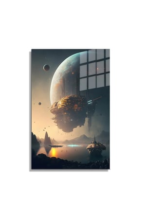 Space/Uzay Yapay Zeka Özel Tasarım Cam Tablo Ofis, Mutfak Çocuk Odası, Salon 148