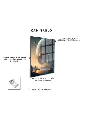 Space/Uzay Yapay Zeka Özel Tasarım Cam Tablo Ofis, Mutfak Çocuk Odası, Salon 148