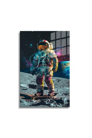 Space/Uzay Yapay Zeka Özel Tasarım Cam Tablo Ofis, Mutfak Çocuk Odası, Salon 02
