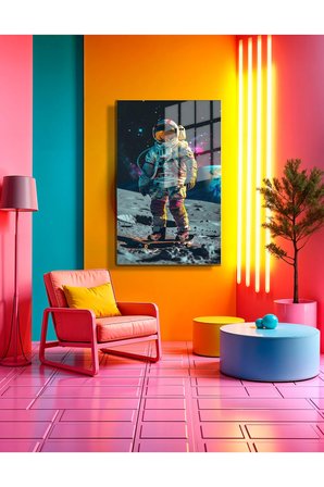 Space/Uzay Yapay Zeka Özel Tasarım Cam Tablo Ofis, Mutfak Çocuk Odası, Salon 02