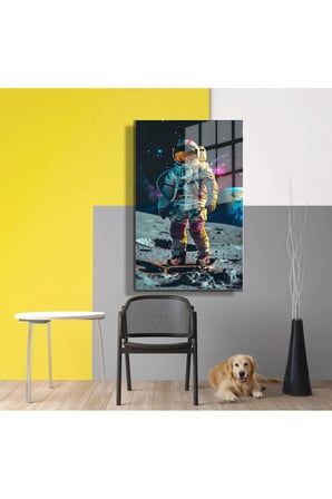 Space/Uzay Yapay Zeka Özel Tasarım Cam Tablo Ofis, Mutfak Çocuk Odası, Salon 02