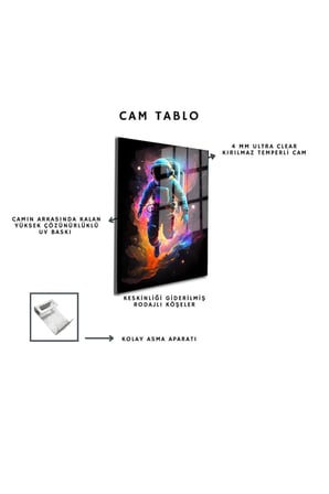 Space/Uzay Yapay Zeka Özel Tasarım Cam Tablo Ofis, Mutfak Çocuk Odası, Salon 109