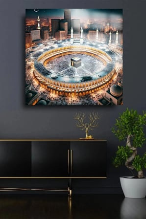 ULTRA YÜKSEK ÇÖZÜNÜRLÜKLÜ HARİKA KABE MANZARASI DİNİ 4MM KIRILMAZ CAM TABLO EV İŞ YERİ OFİS
