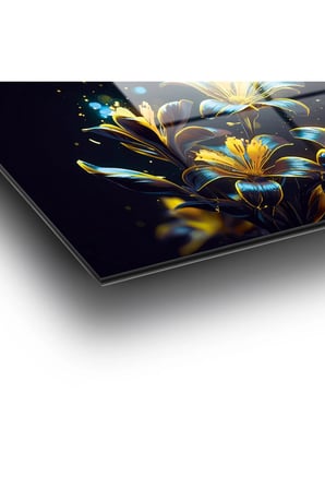 Çiçekler Modern Soyut Cam Tablo Ev Ofis Salon Hediyelik Soyut Büyük Tablo