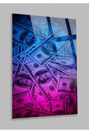 Neon Dolar Uv Baskılı Kırılmaz Cam Tablo, Ev Ve Ofis Yüksek Çözünürlüklü 4mm Cam Tablo