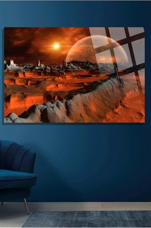 Mars Manzarası Cam Tablo, Ev Ve Ofis Hediyesi Yüksek Çözünürlüklü 4mm Lüks Tablo