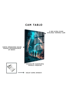 Space/Uzay Yapay Zeka Özel Tasarım Cam Tablo Ofis, Mutfak Çocuk Odası, Salon 79
