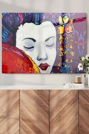 Sanatsal Kadın Çizim | Sanat Temalı Temalı Modern Uv Dijital Baskı Dekoratif Cam Tablo | 50x70 Cm