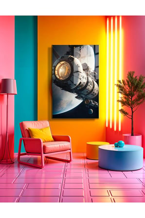 Space/Uzay Yapay Zeka Özel Tasarım Cam Tablo Ofis, Mutfak Çocuk Odası, Salon 92