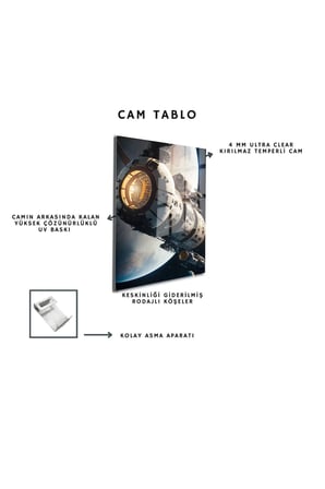 Space/Uzay Yapay Zeka Özel Tasarım Cam Tablo Ofis, Mutfak Çocuk Odası, Salon 92