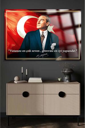 YAZILI GÖRKEMLİ ATATÜRK CAM TABLO KIRILMAZ LÜKS CAM TABLO EV, İŞ YERİ, OFİS HEDİYESİ