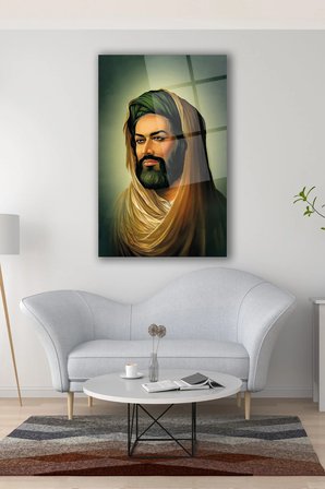 Hz. Ali Cam Tablo Dini İslami Ev Ofis Salon Dekorasyonu Büyük Tablo Dekor