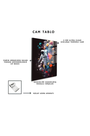 Space/Uzay Yapay Zeka Özel Tasarım Cam Tablo Ofis, Mutfak Çocuk Odası, Salon 37