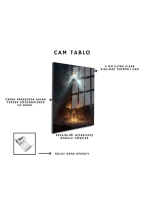 Space/Uzay Yapay Zeka Özel Tasarım Cam Tablo Ofis, Mutfak Çocuk Odası, Salon 11