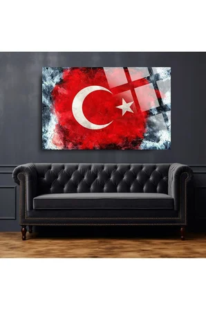 Türk Bayrağı 4mm Kırılmaz Temperli Yüksek Çözünürlüklü Cam Tablo