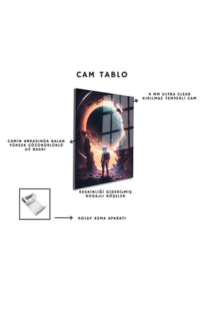 Space/Uzay Yapay Zeka Özel Tasarım Cam Tablo Ofis, Mutfak Çocuk Odası, Salon 107
