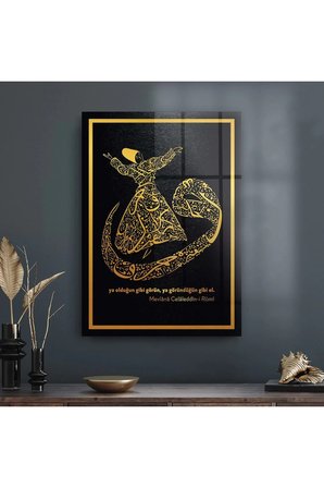 MEVLANA DİNİ İSLAMİ KIRILMAZ LÜKS CAM TABLO EV İŞ YERİ HEDİYESİ CAM TABLO