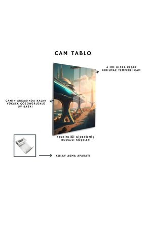 Space/Uzay Yapay Zeka Özel Tasarım Cam Tablo Ofis, Mutfak Çocuk Odası, Salon 177