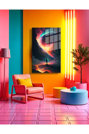 Space/Uzay Yapay Zeka Özel Tasarım Cam Tablo Ofis, Mutfak Çocuk Odası, Salon 93
