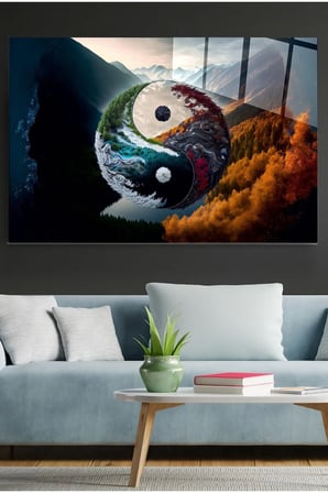 Yin Yang Cam Tablo, Dekoratif Cam Tablo