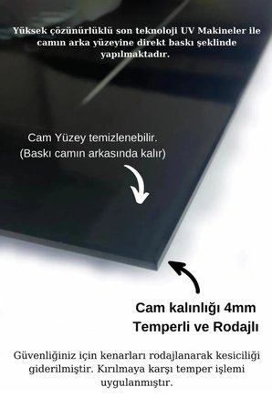 Kaya Deniz Yansıması Doğa Manzarası Cam Tablo, Darbelere Dayanıklı Kırılmaz Temperli