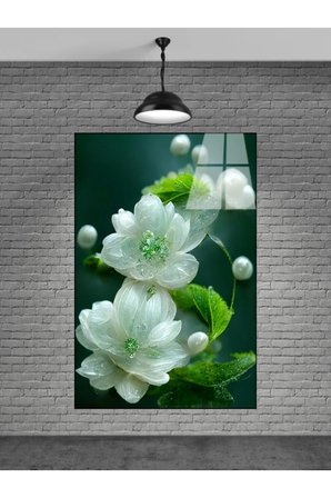 Beyaz Çiçek Cam Tablo Ev Dekorasyon,balkon Dekorasyonu,dekoratif,duvar Tablo,mutfak Tablo