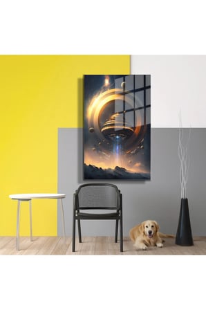 Space/Uzay Yapay Zeka Özel Tasarım Cam Tablo Ofis, Mutfak Çocuk Odası, Salon 07