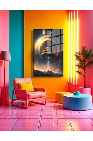 Space/Uzay Yapay Zeka Özel Tasarım Cam Tablo Ofis, Mutfak Çocuk Odası, Salon 07
