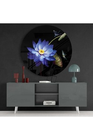 Çiçek Cam Tablo No:2038 | Hediyelik, Dekoratif, Ofis, Mutfak