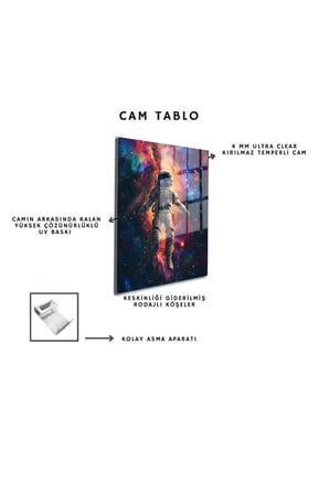 Space/Uzay Yapay Zeka Özel Tasarım Cam Tablo Ofis, Mutfak Çocuk Odası, Salon 137