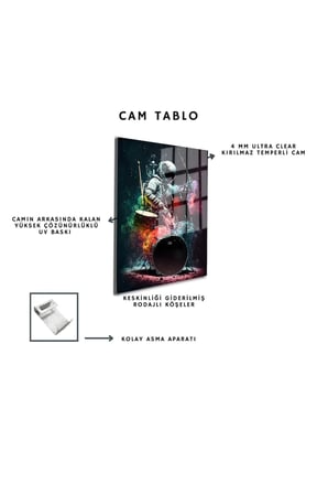 Space/Uzay Yapay Zeka Özel Tasarım Cam Tablo Ofis, Mutfak Çocuk Odası, Salon 33