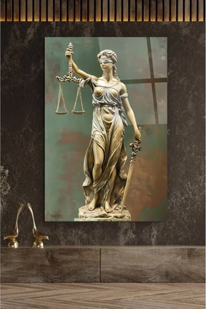 Avukat Ofisine Hediye Themis Heykeli Adalet Heykeli KIRILMAZ CAM TABLO EV OFİS İŞ YERİ HEDİRYESİ