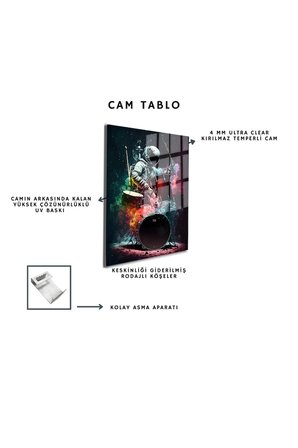 Space/Uzay Yapay Zeka Özel Tasarım Cam Tablo Ofis, Mutfak Çocuk Odası, Salon 33